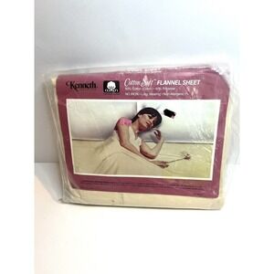 Kenneth Flannel Twin Sheet Set 1 Pc Floral 100% Cotton 1986 Vintage NEW NOS
